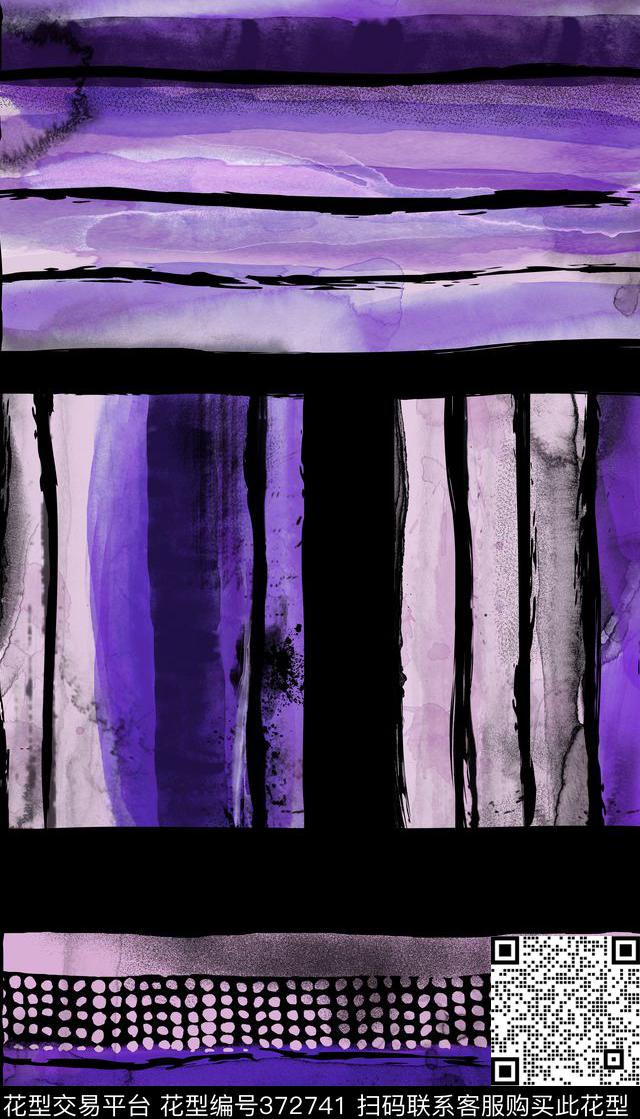 水墨条纹旗袍数码印花华亿平台下载（图片编号: 372741） - 瓦栏（Walan）