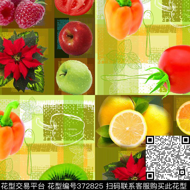 水果格子数码印花华亿平台下载（图片编号: 372825） - 瓦栏（Walan）