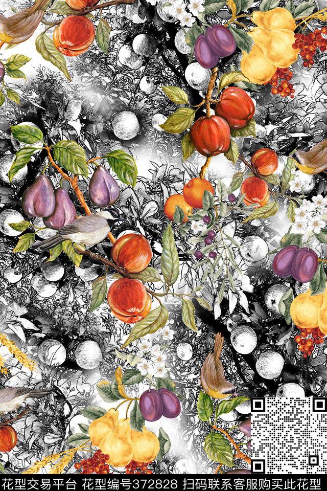 热带水果花卉数码印花华亿平台下载（图片编号: 372828） - 瓦栏（Walan）