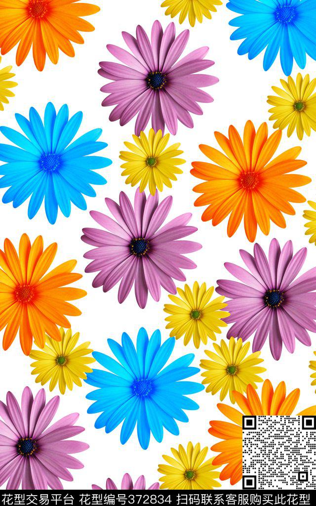 缤纷雏菊多彩数码印花华亿平台下载（图片编号: 372834） - 瓦栏（Walan）