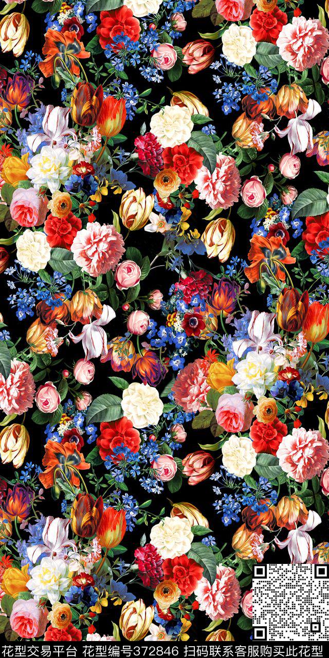 油画花花卉数码印花华亿平台下载（图片编号: 372846） - 瓦栏（Walan）