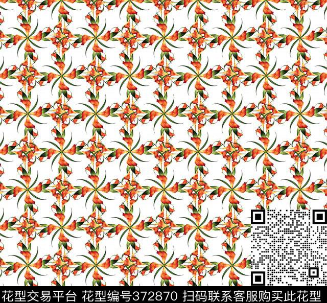 格子花卉几何数码印花华亿平台下载（图片编号: 372870） - 瓦栏（Walan）
