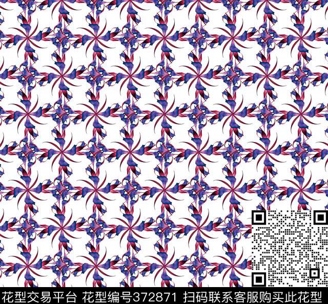 格子花卉几何数码印花华亿平台下载（图片编号: 372871） - 瓦栏（Walan）