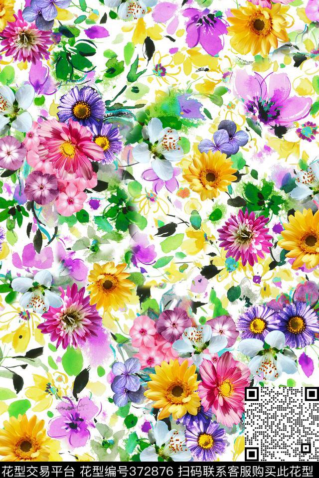 花卉手绘小碎花数码印花华亿平台下载（图片编号: 372876） - 瓦栏（Walan）