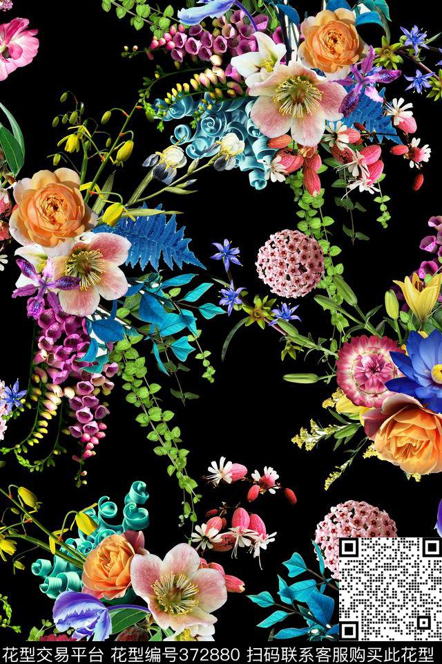 花卉热带风数码印花华亿平台下载（图片编号: 372880） - 瓦栏（Walan）