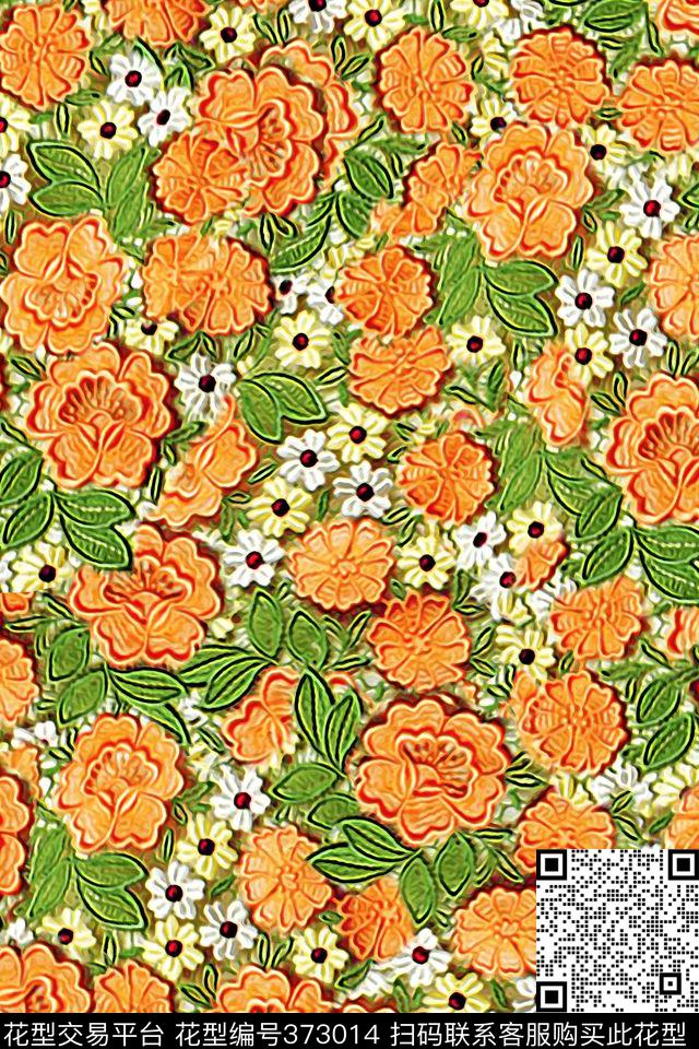 肌理花朵数码印花华亿平台下载（图片编号: 373014） - 瓦栏（Walan）