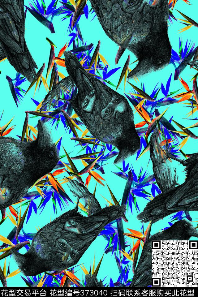 抽像热带叶子灰色图数码印花华亿平台下载（图片编号: 373040） - 瓦栏（Walan）