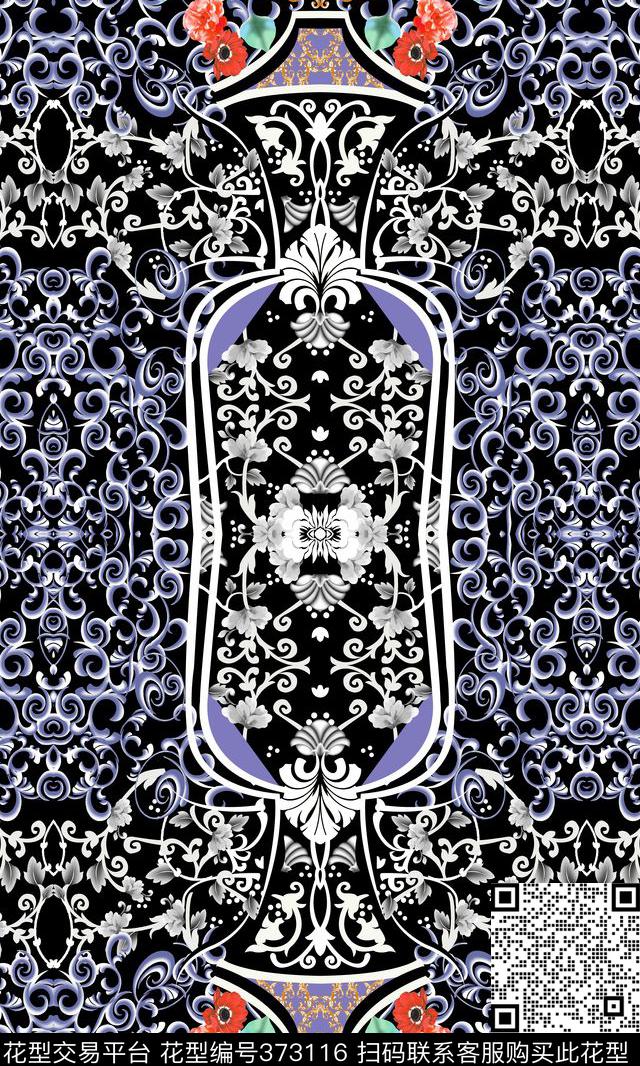 宫廷风花卉大理石数码印花华亿平台下载（图片编号: 373116） - 瓦栏（Walan）