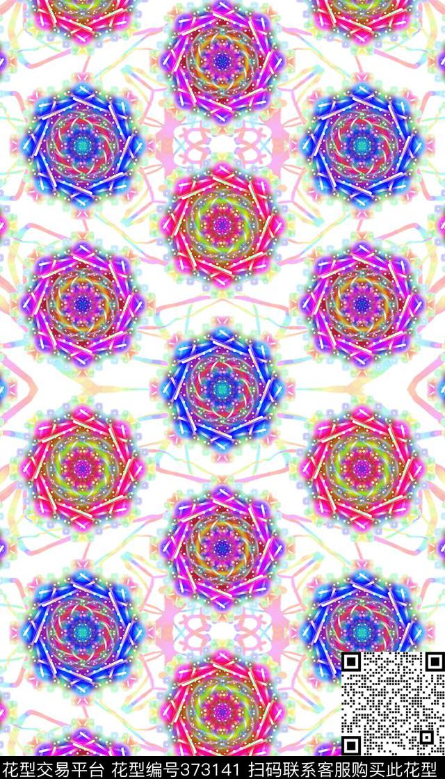 光效几何笔触数码印花华亿平台下载（图片编号: 373141） - 瓦栏（Walan）