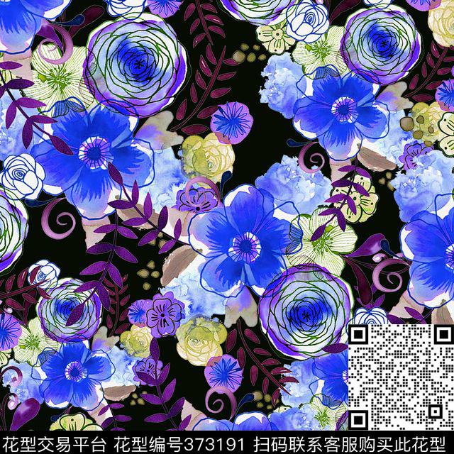 清新手绘数码印花华亿平台下载（图片编号: 373191） - 瓦栏（Walan）