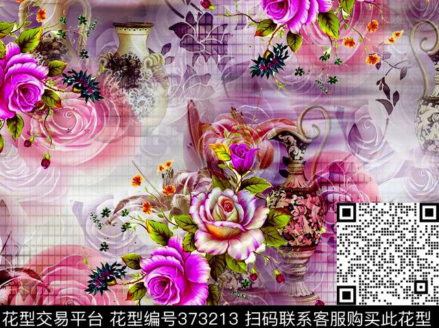 肌理花卉数码印花华亿平台下载（图片编号: 373213） - 瓦栏（Walan）