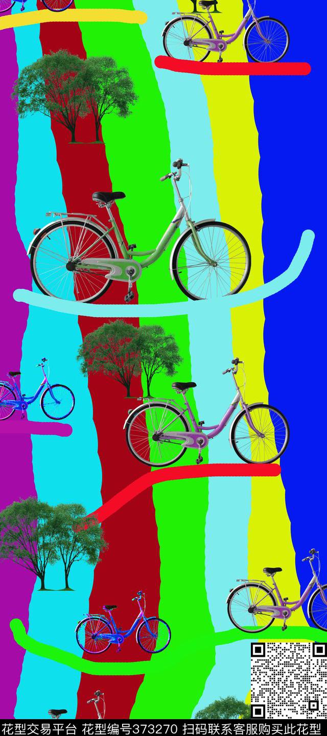 单车休闲数码印花华亿平台下载（图片编号: 373270） - 瓦栏（Walan）