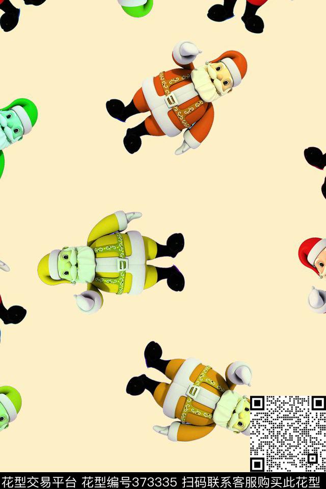 圣诞老人卡通数码印花华亿平台下载（图片编号: 373335） - 瓦栏（Walan）