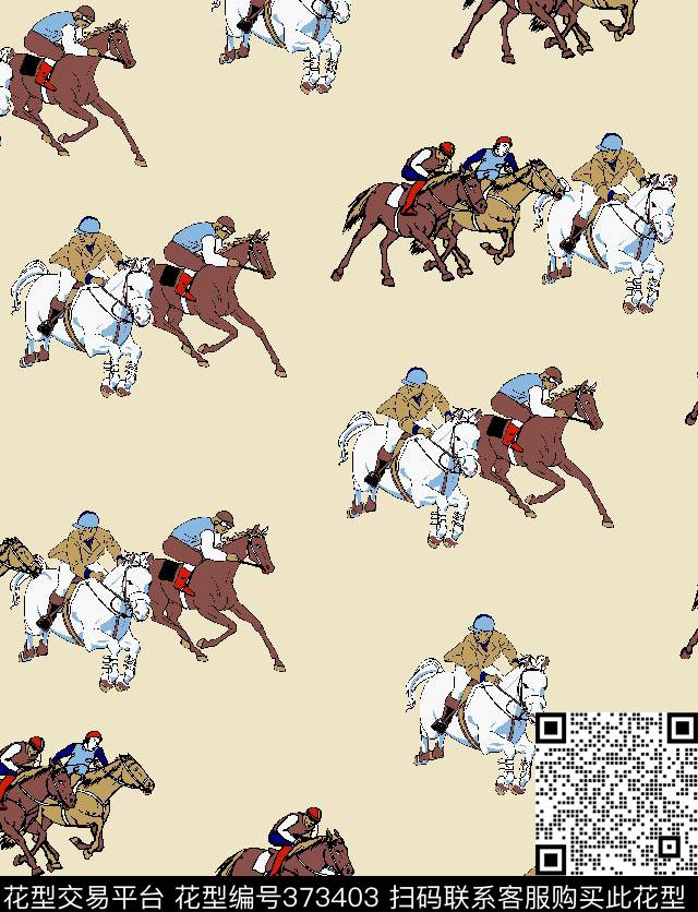 时尚赛马骑仕传统印花华亿平台下载（图片编号: 373403） - 瓦栏（Walan）