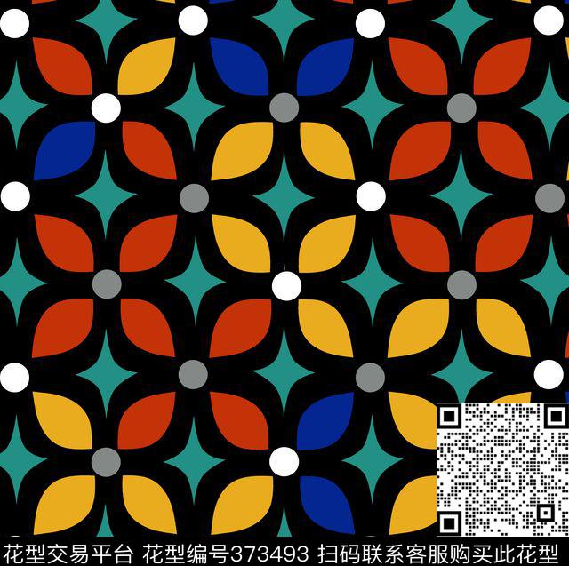 典雅抽象图形传统印花华亿平台下载（图片编号: 373493） - 瓦栏（Walan）