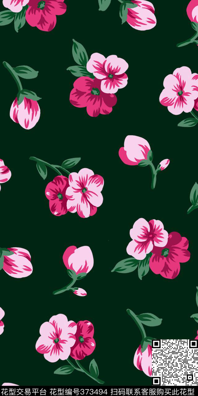 清新手绘花传统印花华亿平台下载（图片编号: 373494） - 瓦栏（Walan）