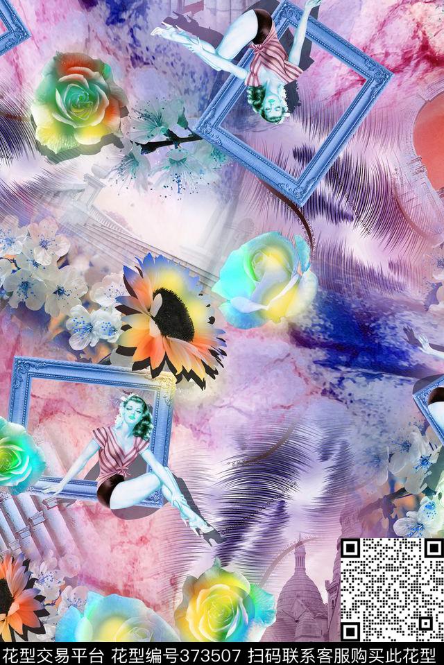 休闲花卉复古数码印花华亿平台下载（图片编号: 373507） - 瓦栏（Walan）