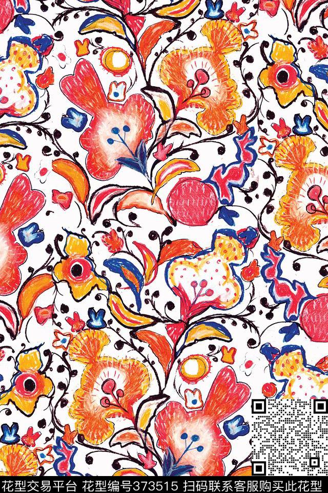 抽象水彩数码印花华亿平台下载（图片编号: 373515） - 瓦栏（Walan）