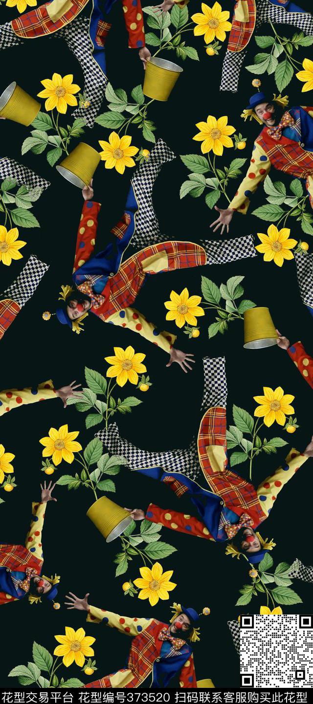 服装菊花小丑数码印花华亿平台下载（图片编号: 373520） - 瓦栏（Walan）