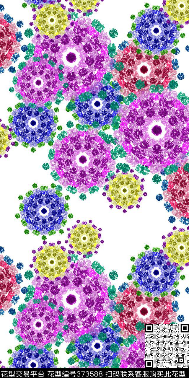 抽象几何民族风烟花传统印花华亿平台下载（图片编号: 373588） - 瓦栏（Walan）