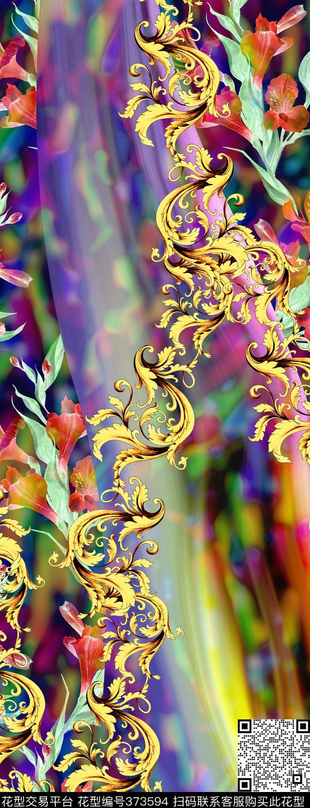 欧美风抽象元素数码印花华亿平台下载（图片编号: 373594） - 瓦栏（Walan）