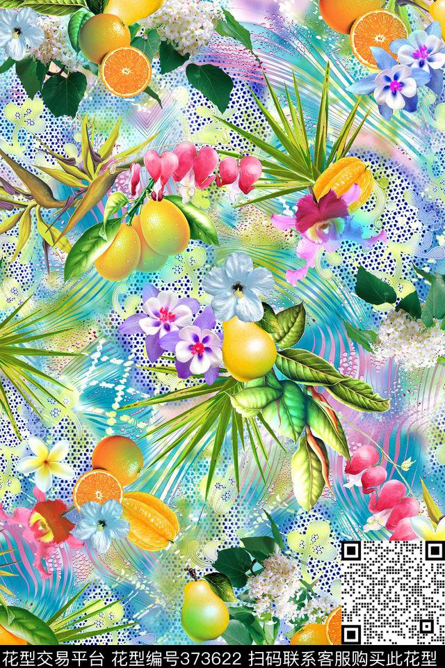 热带水果花卉数码印花华亿平台下载（图片编号: 373622） - 瓦栏（Walan）