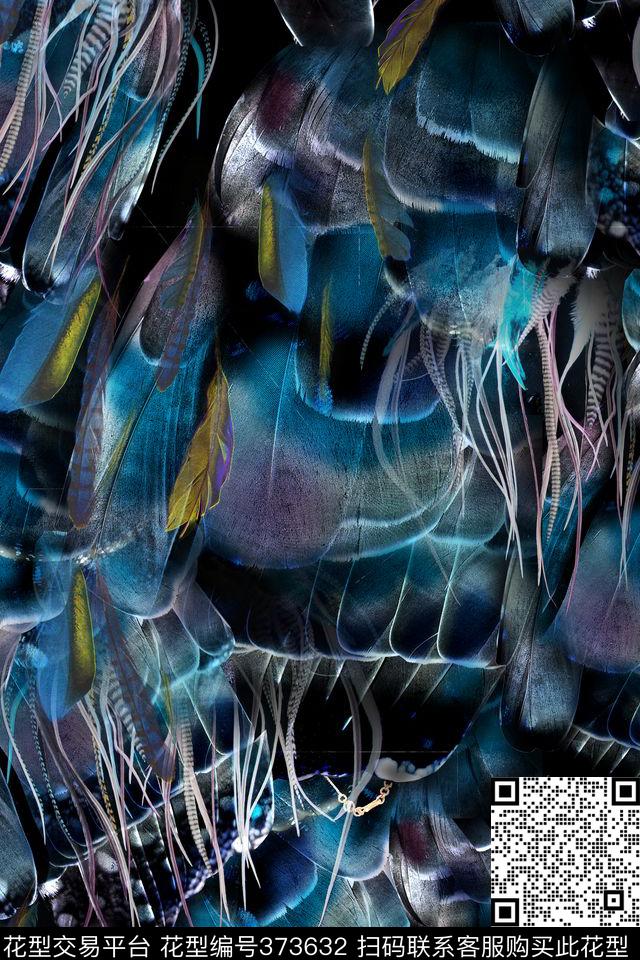 时尚羽毛肌理数码印花华亿平台下载（图片编号: 373632） - 瓦栏（Walan）