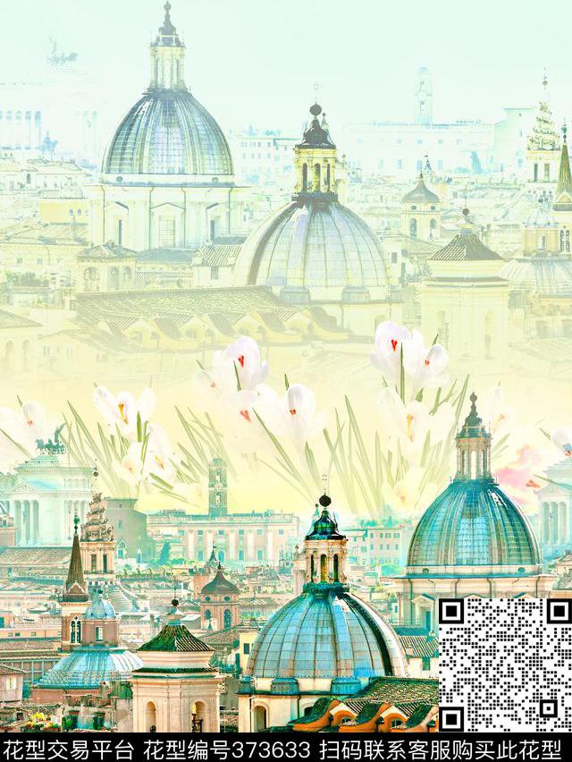 欧式风景定位数码印花华亿平台下载（图片编号: 373633） - 瓦栏（Walan）