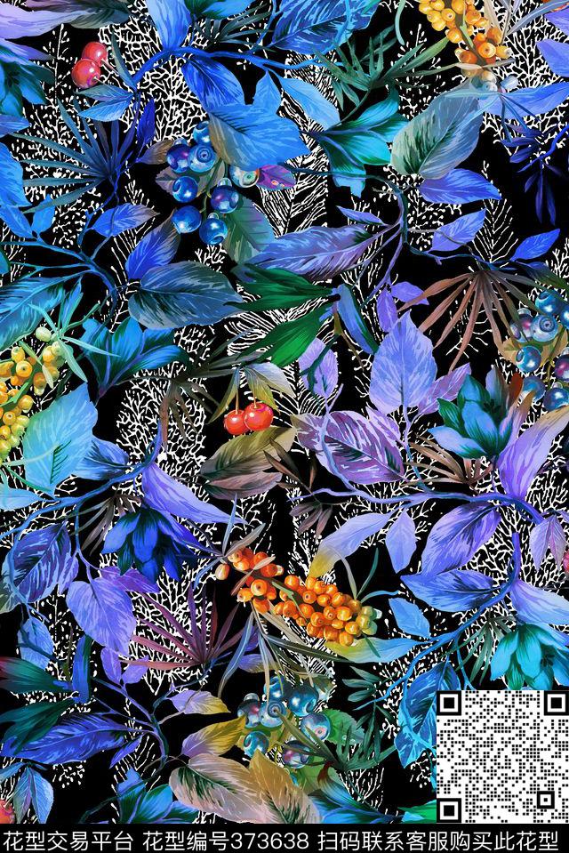 果实树枝植物数码印花华亿平台下载（图片编号: 373638） - 瓦栏（Walan）