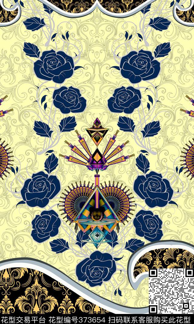 古典花纹线条底纹单色花朵数码印花华亿平台下载（图片编号: 373654） - 瓦栏（Walan）