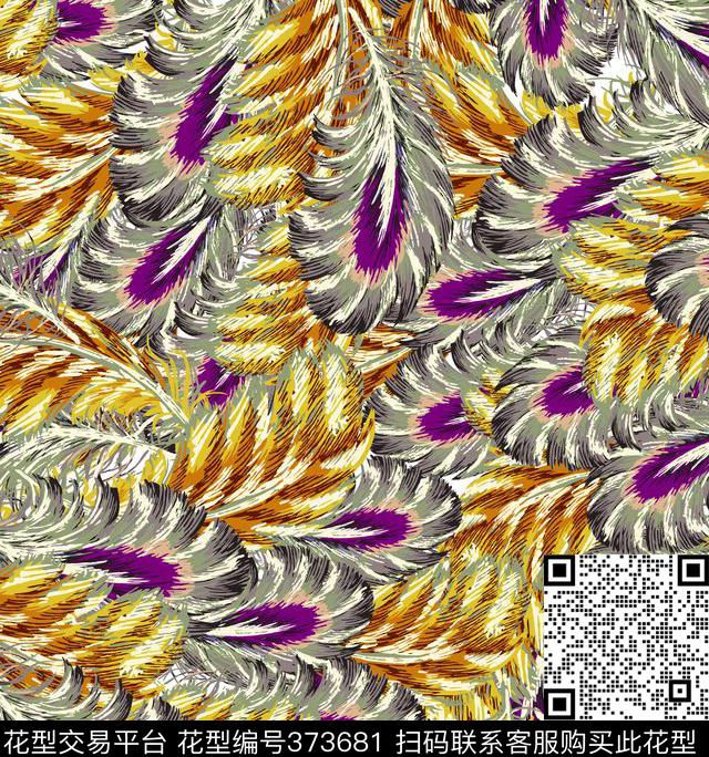 面料羽毛鸟毛动物纹传统印花华亿平台下载（图片编号: 373681） - 瓦栏（Walan）