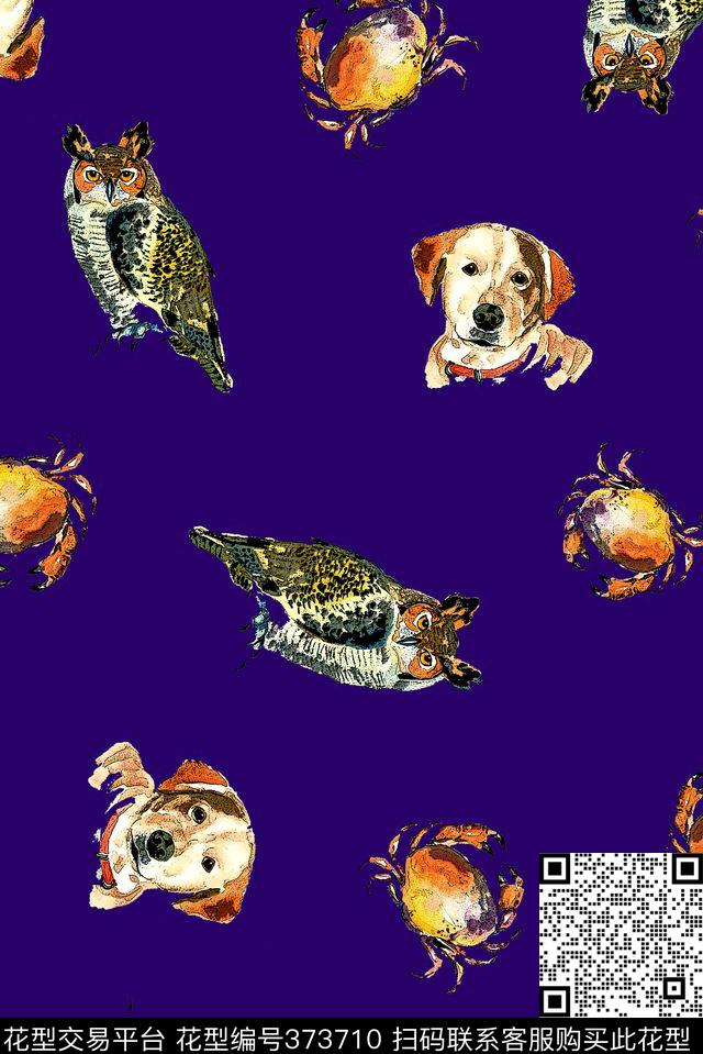 动物头像手绘抽象简洁数码印花华亿平台下载（图片编号: 373710） - 瓦栏（Walan）