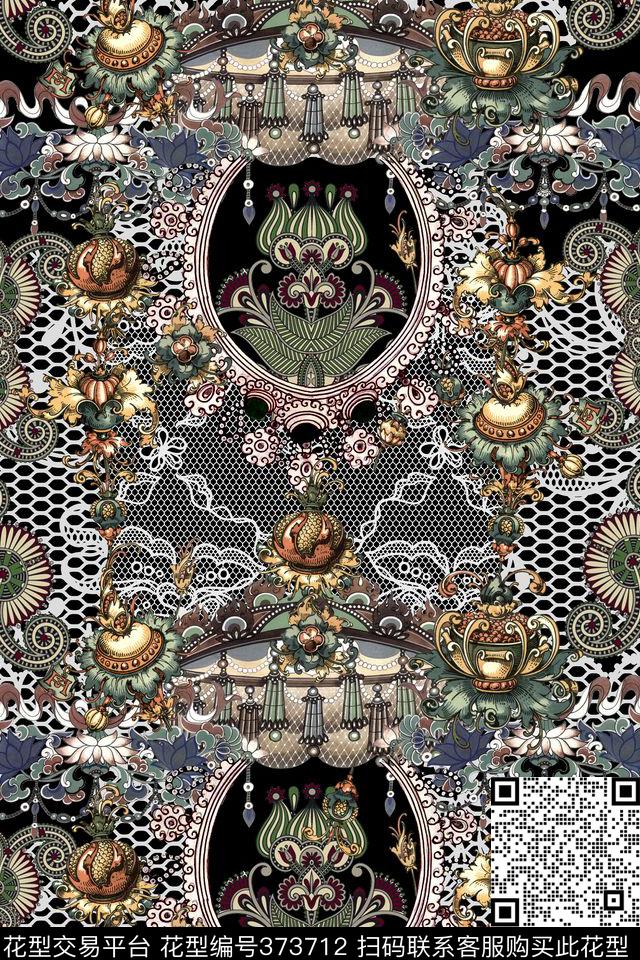 民族风欧式花纹蕾丝数码印花华亿平台下载（图片编号: 373712） - 瓦栏（Walan）