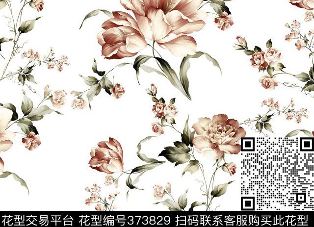 美式花卉数码印花华亿平台下载（图片编号: 373829） - 瓦栏（Walan）