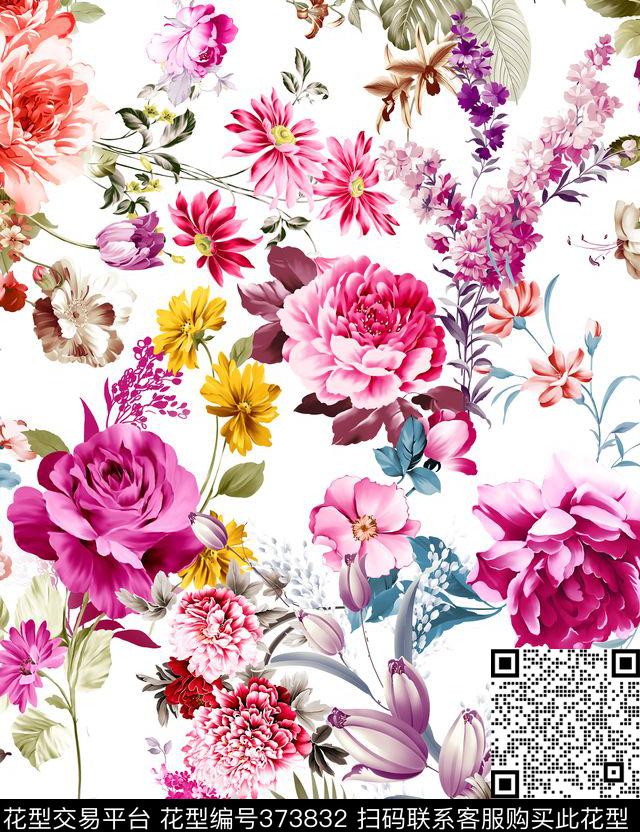 中式花卉数码印花华亿平台下载（图片编号: 373832） - 瓦栏（Walan）