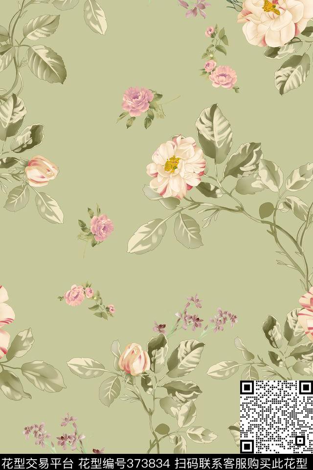 花卉美式传统印花华亿平台下载（图片编号: 373834） - 瓦栏（Walan）