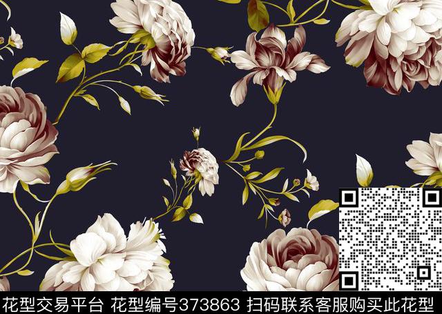 花卉美式田园美式数码印花华亿平台下载（图片编号: 373863） - 瓦栏（Walan）