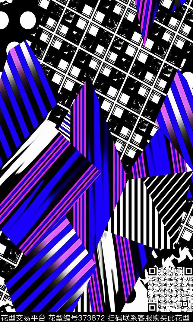 流行数码印花几何传统印花华亿平台下载（图片编号: 373872） - 瓦栏（Walan）