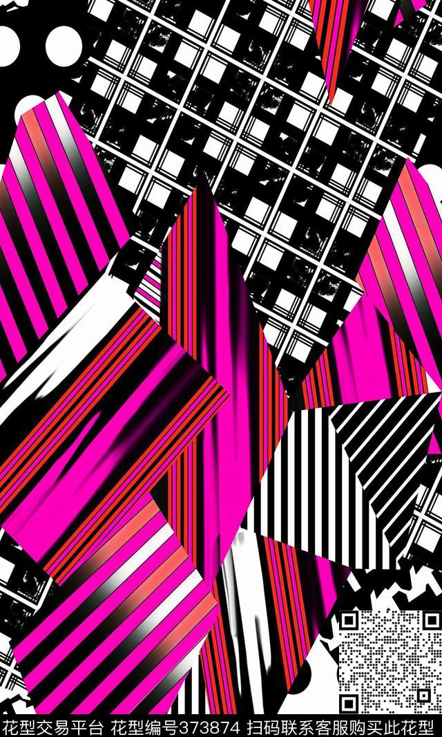 数码印花格子流行数码印花华亿平台下载（图片编号: 373874） - 瓦栏（Walan）