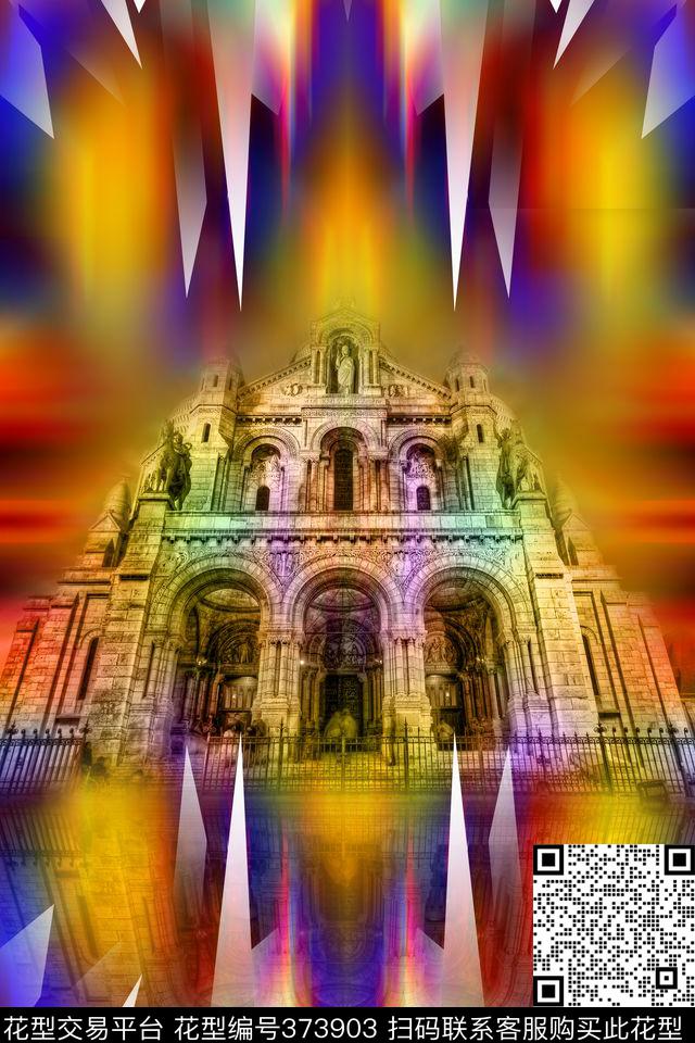 欧式建筑彩色数码印花华亿平台下载（图片编号: 373903） - 瓦栏（Walan）