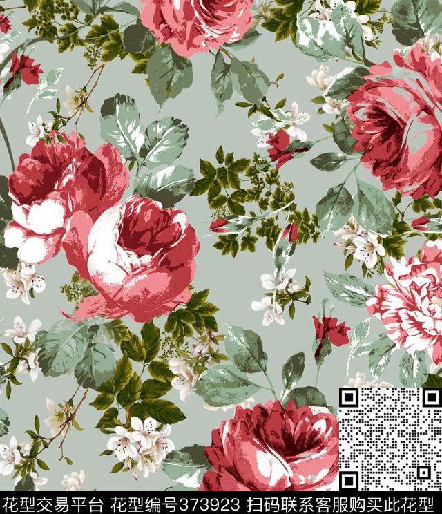 花卉田园色彩传统印花华亿平台下载（图片编号: 373923） - 瓦栏（Walan）