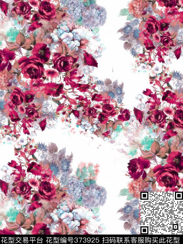 抽象花卉数码印花华亿平台下载（图片编号: 373925） - 瓦栏（Walan）