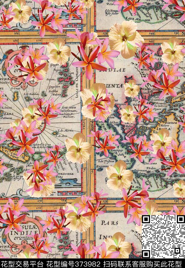 热带植物花朵数码印花华亿平台下载（图片编号: 373982） - 瓦栏（Walan）