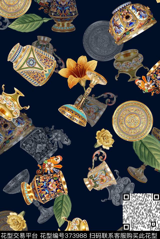 数码欧式欧式工艺品流行时尚花等数码印花华亿平台下载（图片编号: 373988） - 瓦栏（Walan）