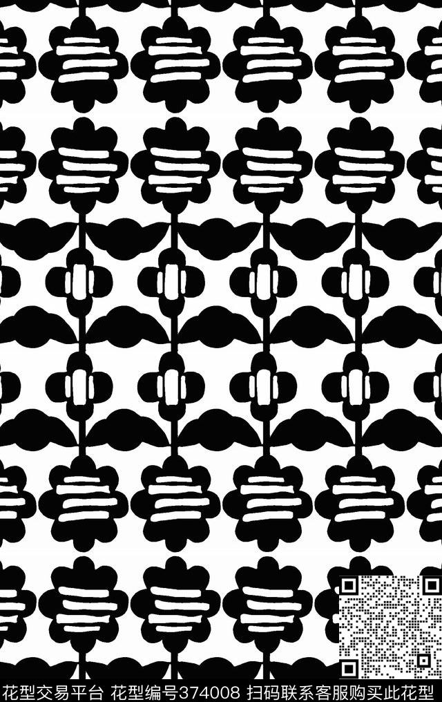 剪影剪影花卉抽象传统印花华亿平台下载（图片编号: 374008） - 瓦栏（Walan）