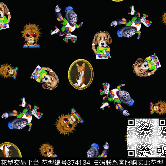 卡通手绘动物动物数码印花华亿平台下载（图片编号: 374134） - 瓦栏（Walan）