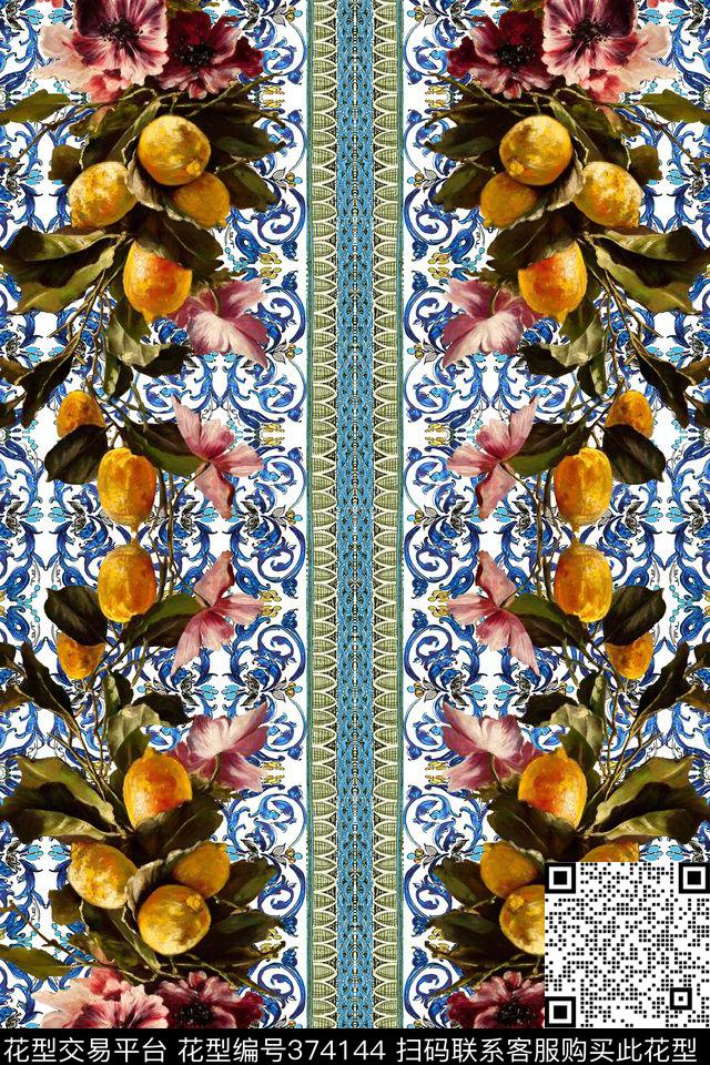 油画花果实欧式花纹数码印花华亿平台下载（图片编号: 374144） - 瓦栏（Walan）