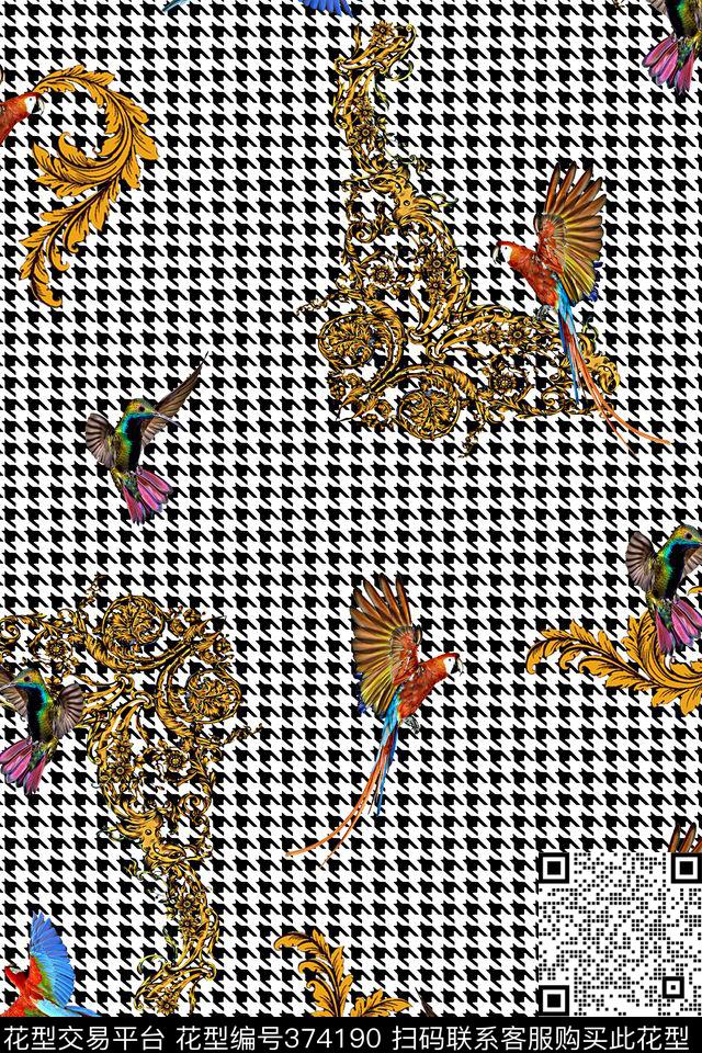 千鸟格鸟数码印花华亿平台下载（图片编号: 374190） - 瓦栏（Walan）