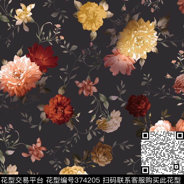 田园花卉中式传统印花华亿平台下载（图片编号: 374205） - 瓦栏（Walan）