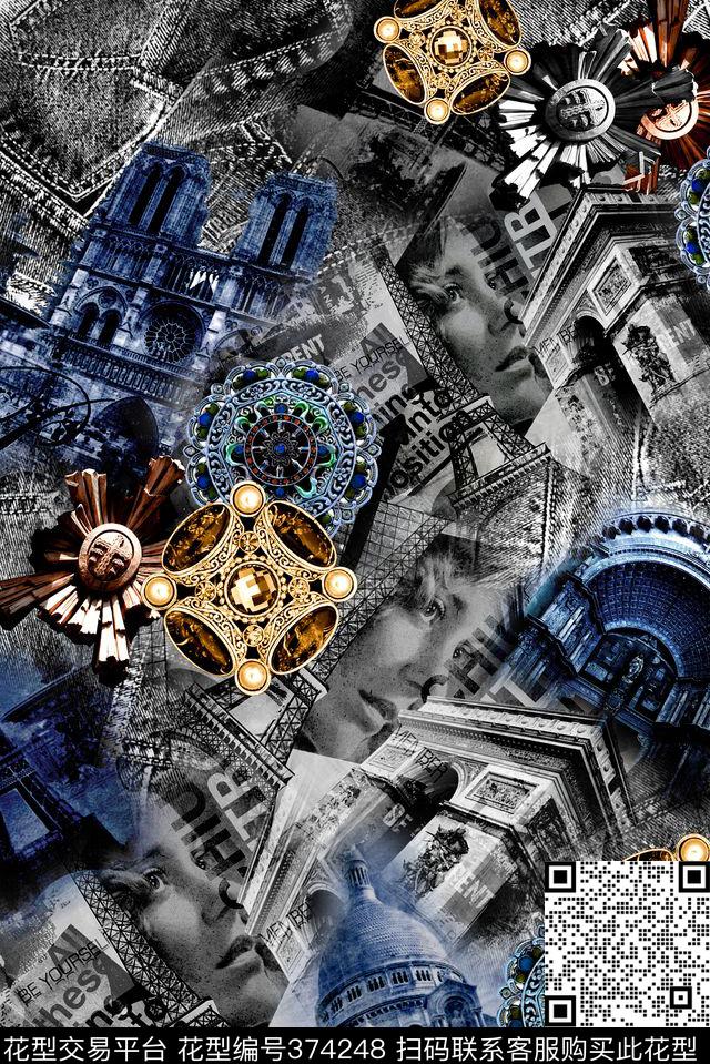 欧式建筑珠宝人像数码印花华亿平台下载（图片编号: 374248） - 瓦栏（Walan）